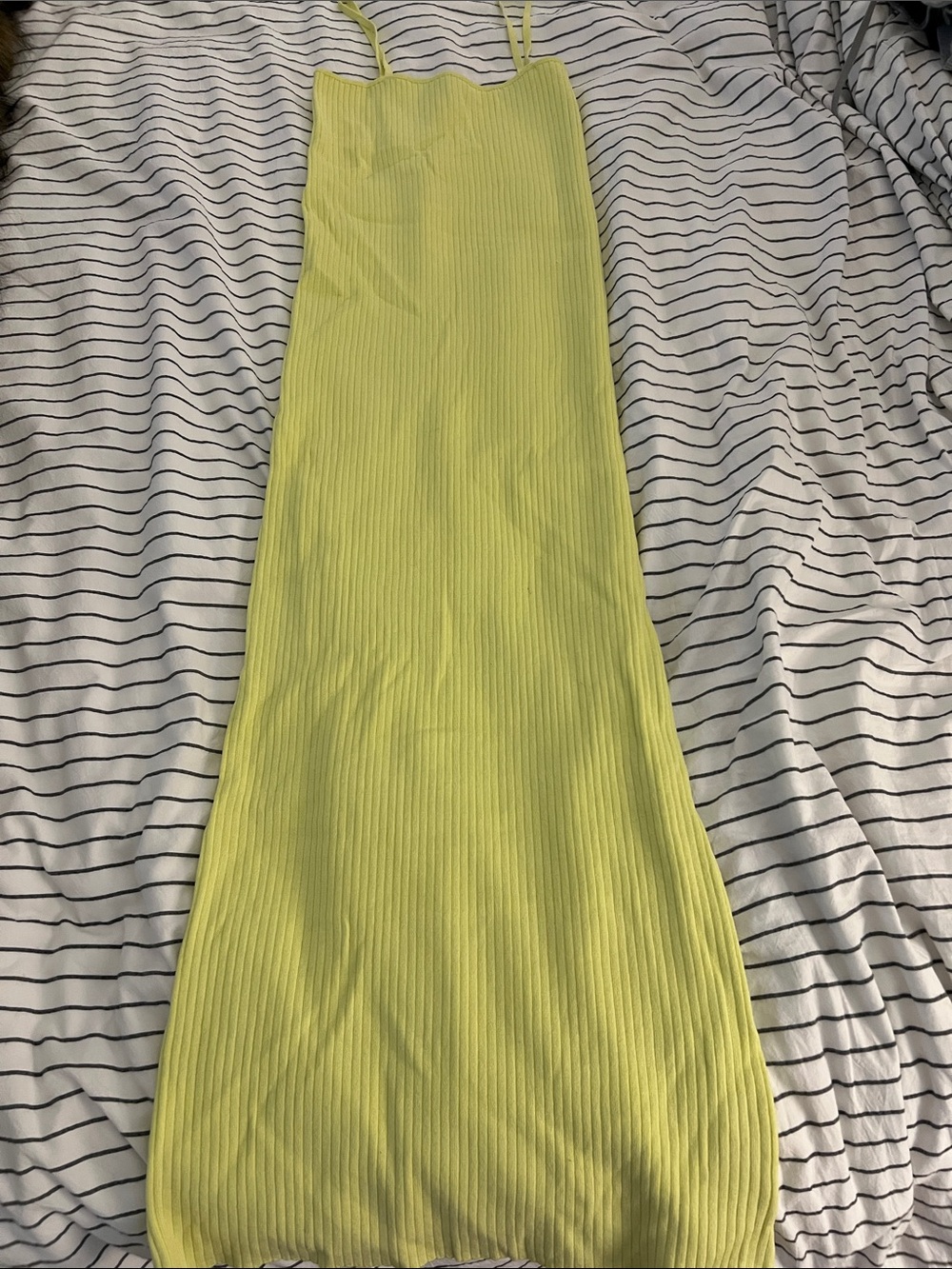 Zara Yellow Ribbed Maxi Dress with Spaghetti Straps